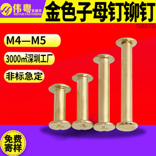 M4M5金色子母钉铆钉 订样册螺丝相册 对接对锁螺丝账本钉 镀铜装