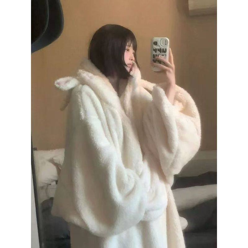 2025冬季新款纯色连帽睡袍珊瑚绒女超仙软萌睡衣加绒加厚保暖睡裙,运动/瑜伽/健身/球迷用品,情侣装泳衣,淘宝优惠券,粉丝福利购,淘宝优惠卷