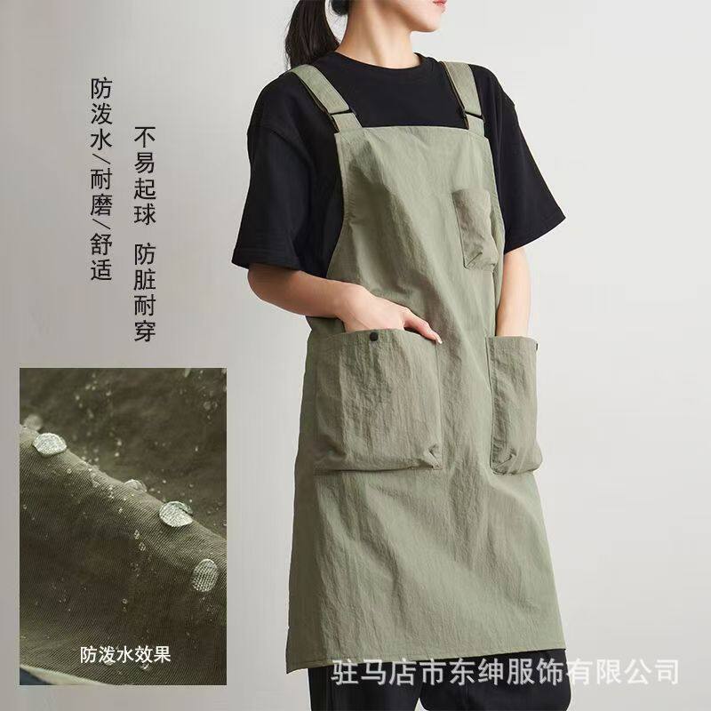 男女工装围裙罩衣印字logo餐饮专用宠物咖啡厅理发师服务员工作服