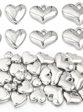 CCB爱心串珠可保色塑料电镀桃心心形小吊坠 diy手工散珠饰品配件