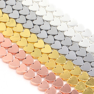 黑胆石桃心串珠赤铁矿保色电镀爱心散珠diy手工手链装饰饰品配件