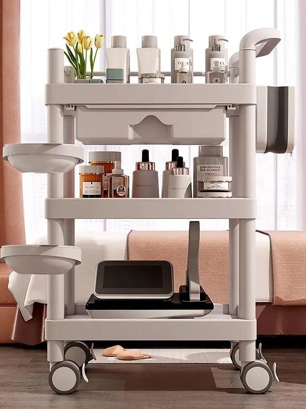美容院专用小推车移动轻奢小气泡仪器推车美甲网红美容收纳置物架