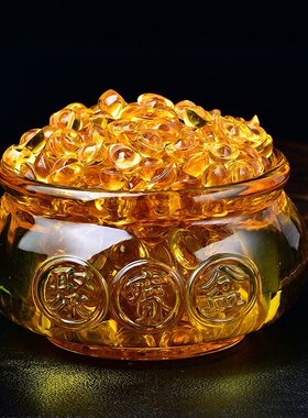 金黄色琉璃聚宝盆摆件金元宝存钱罐家居办公桌面摆设开业乔迁礼品