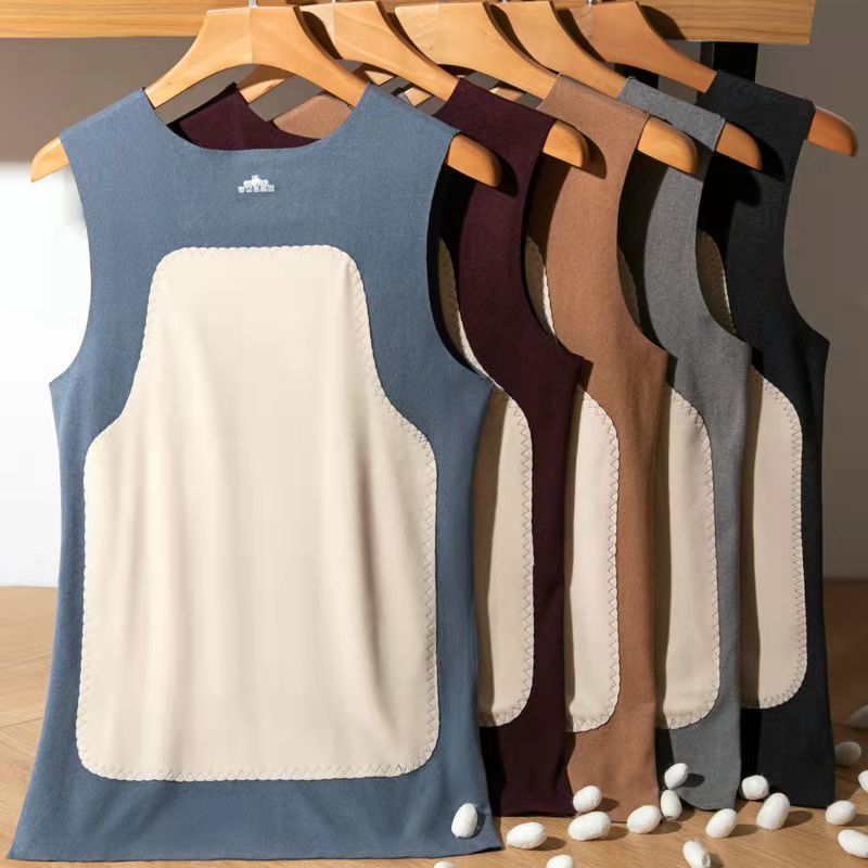 秋冬季保暖背心男桑蚕丝