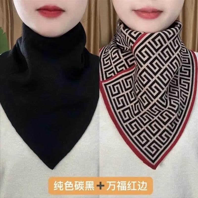 三角围巾女款2024新款秋冬季针织围脖保暖护颈套头脖套高级感假领