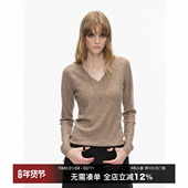 CountryMoment羊毛混纺紧身V领针织衫 外套女春美式 打底内搭毛线衣