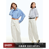 白色梭织直筒显瘦休闲长裤 CountryMoment 25SS复古百搭基础款 男女