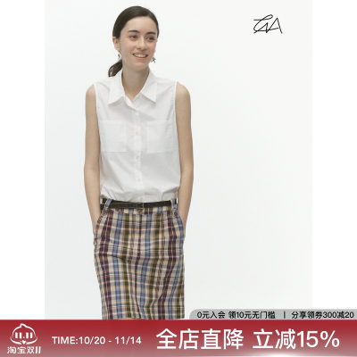 美式复古无袖背心衬衫简约设计