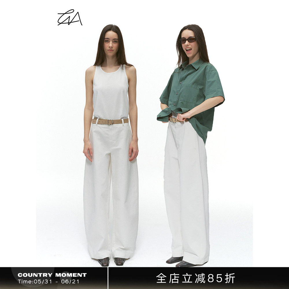 CountryMoment 纯棉斜纹梭织骑兵弯刀裤男宽松cleanfit休闲裤子女