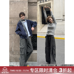 男女宽松肥佬裤 复古立体侧袋豹纹迷彩牛仔裤 美式 CountryMoment