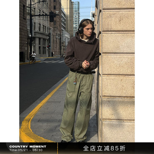 CountryMoment复古军绿工装裤