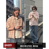 衬衫 CountryMoment下摆毛边拉丝美式 做旧格纹短袖 男女Cleanfit