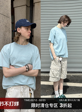 CountryMoment水洗做旧290G重磅美式复古刺绣短袖T恤男女Cleanfit