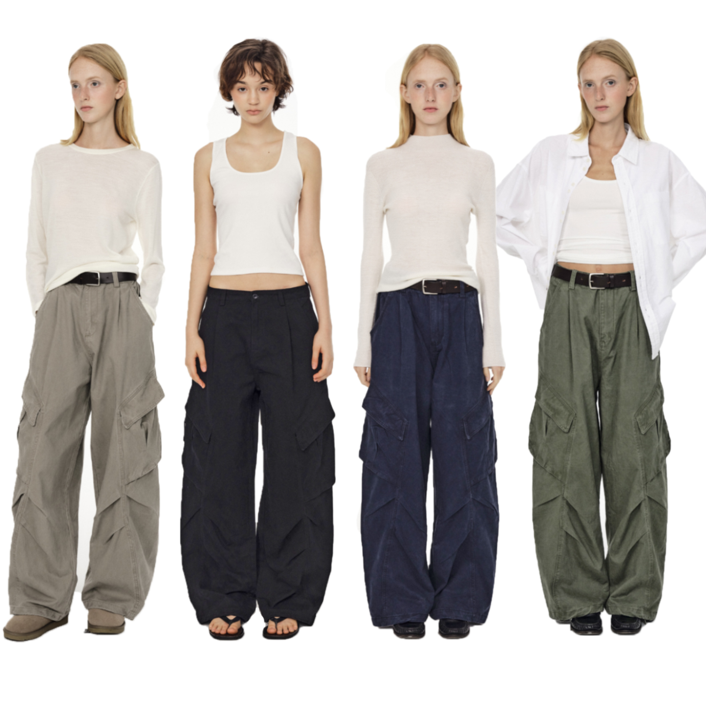 100%精梳棉宽松直筒工装休闲裤冬