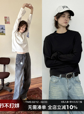 CountryMoment美式简约cleanfit长袖t恤男潮宽松微弹内搭打底衫