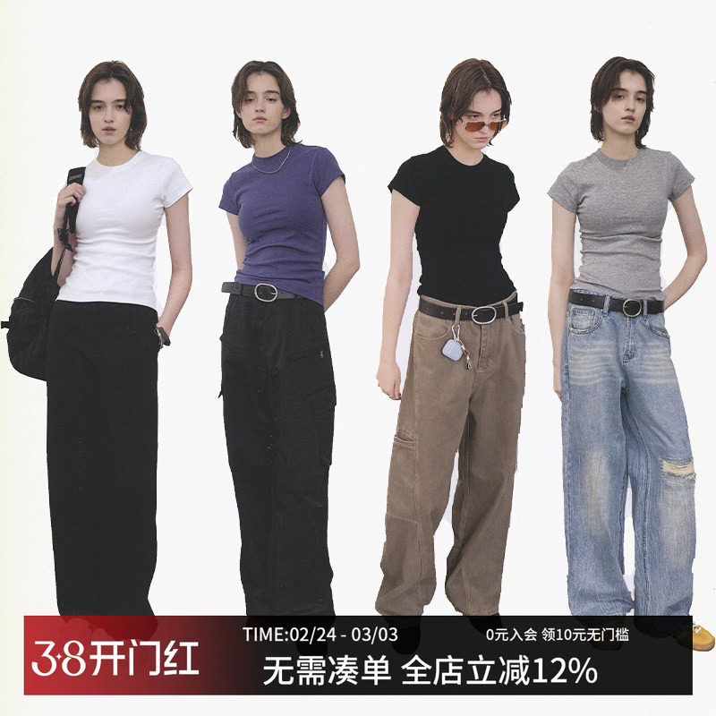 CountryMoment 260G重磅赛罗棉美式修身正肩短袖T恤女Cleanfit