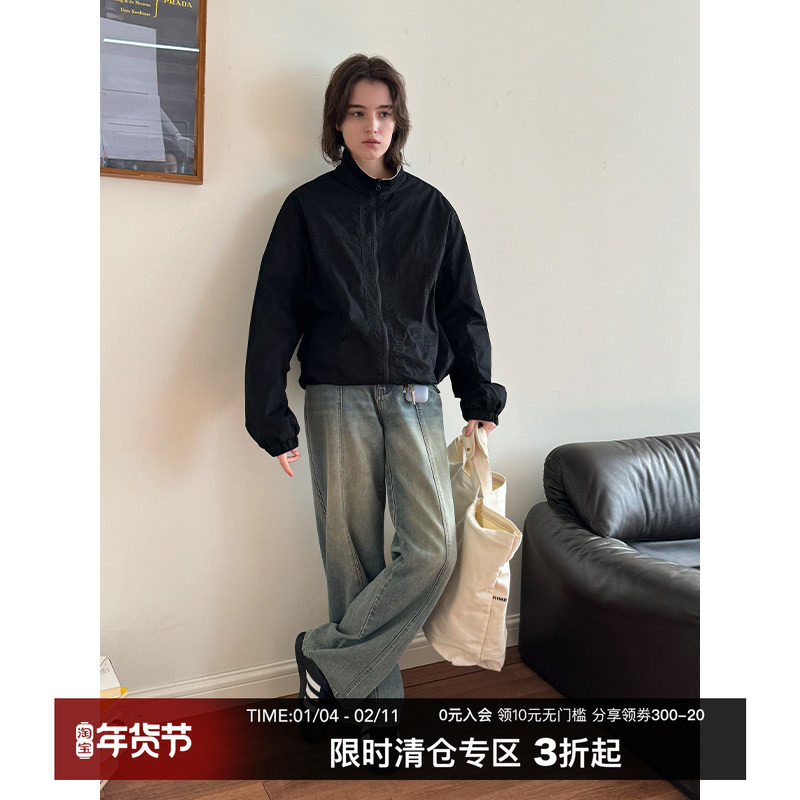 CountryMoment 重工水洗复古撞色领开衫夹克男女cleanfit短款外套,男装,夹克,淘宝优惠券,粉丝福利购,淘宝优惠卷