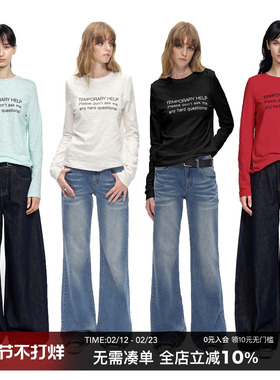 countrymoment美式印花长袖t恤女上衣纯棉内搭白色打底衫宽松罩衫