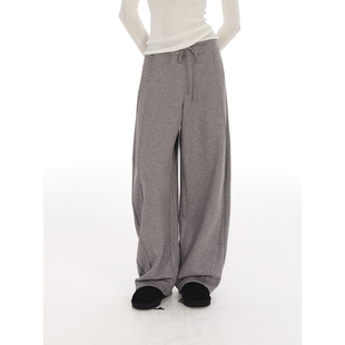 子女秋冬宽松运动休闲弯刀卫裤 CountryMoment羊毛混纺 毛呢香蕉裤