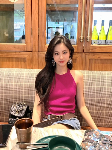 定魅 Сексуальный трикотажный жилет, майка, футболка без рукавов, эффект подтяжки