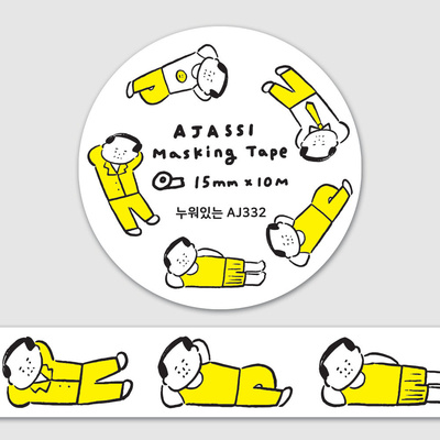 布几岛韩国授权AJASSI大叔手账装饰胶带猫狗可爱躺平大叔创意新品