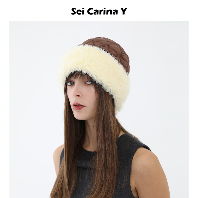 SeiCarinaY菱形格渔夫帽女冬季