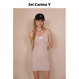 Sei 短裙背心裙 Carina Y亮闪休闲吊带连衣裙女蝴蝶结甜美可爱修身