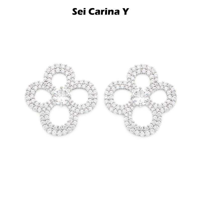 SeiCarinaY满钻镂空花朵耳环