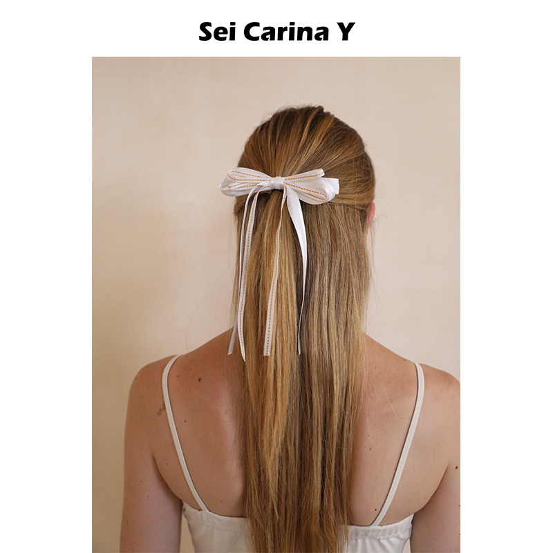 Sei Carina Y织带多层蝴蝶结发夹女头饰发饰甜美百搭后脑勺夹新款
