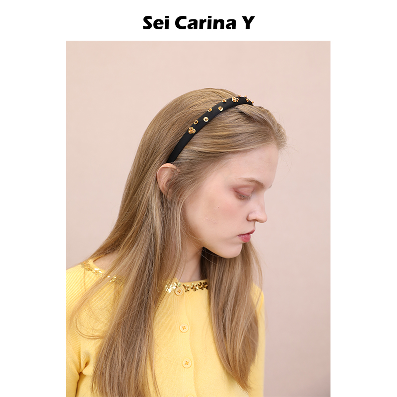 SeiCarinaY缎面金色珠片细发箍