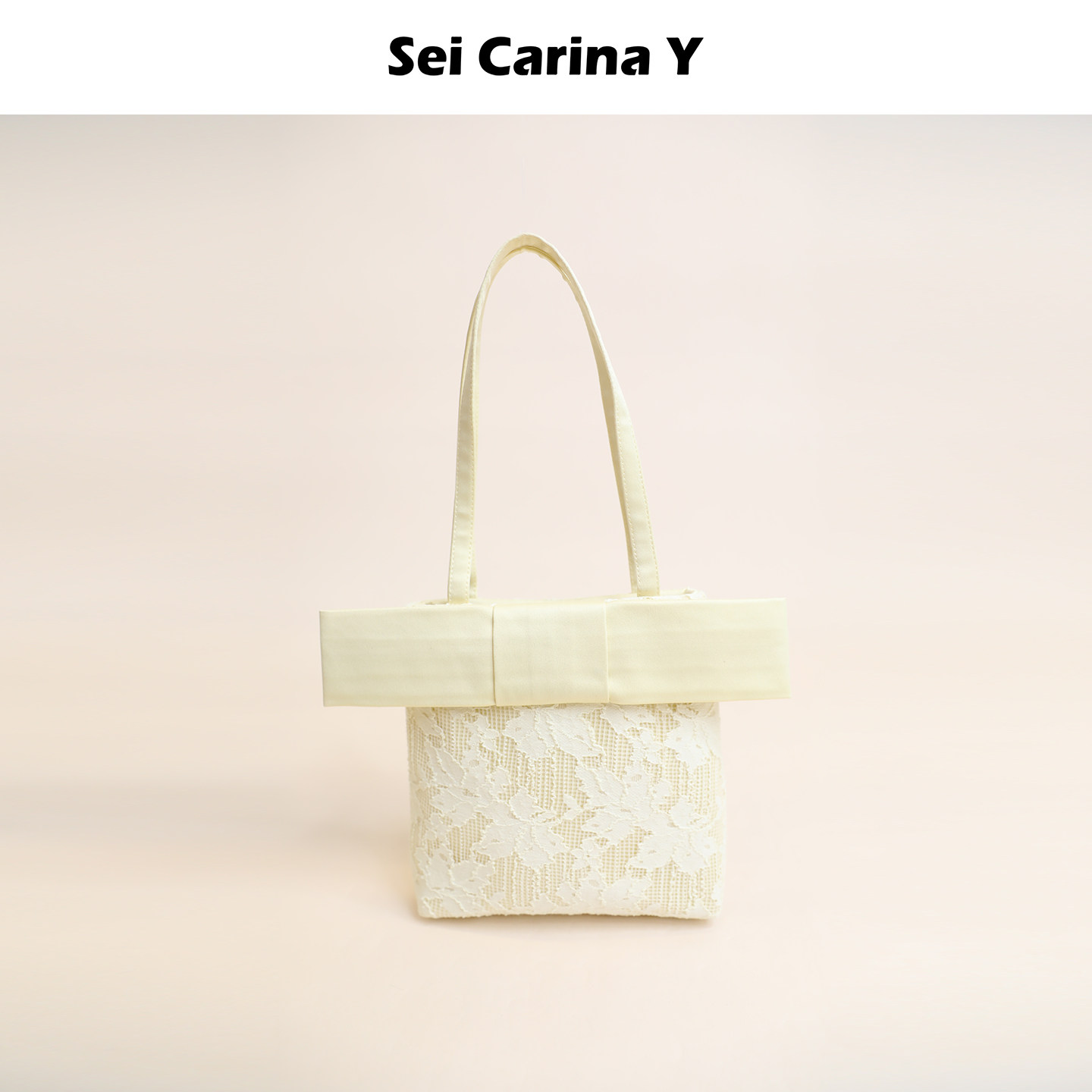 Sei Carina Y缎面蕾丝拼接手提蝴蝶结公主包手拎包甜美百搭新款女