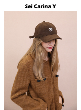 【张艺凡同款】Sei Carina Y花朵毛呢棒球帽女简约百搭帽子鸭舌帽