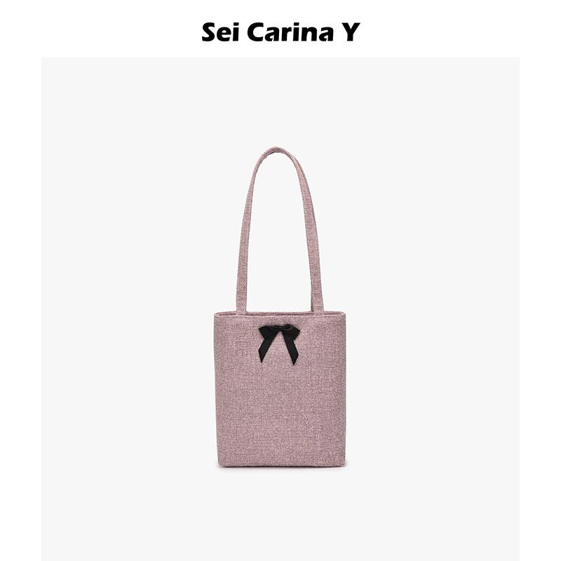 Sei Carina Y织带蝴蝶结细彩手拎包女新款小号手提包包高级感