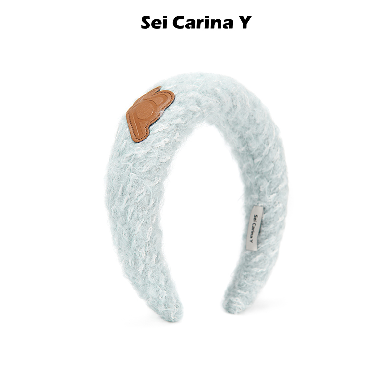 SeiCarinaY毛绒皮质logo海绵发箍