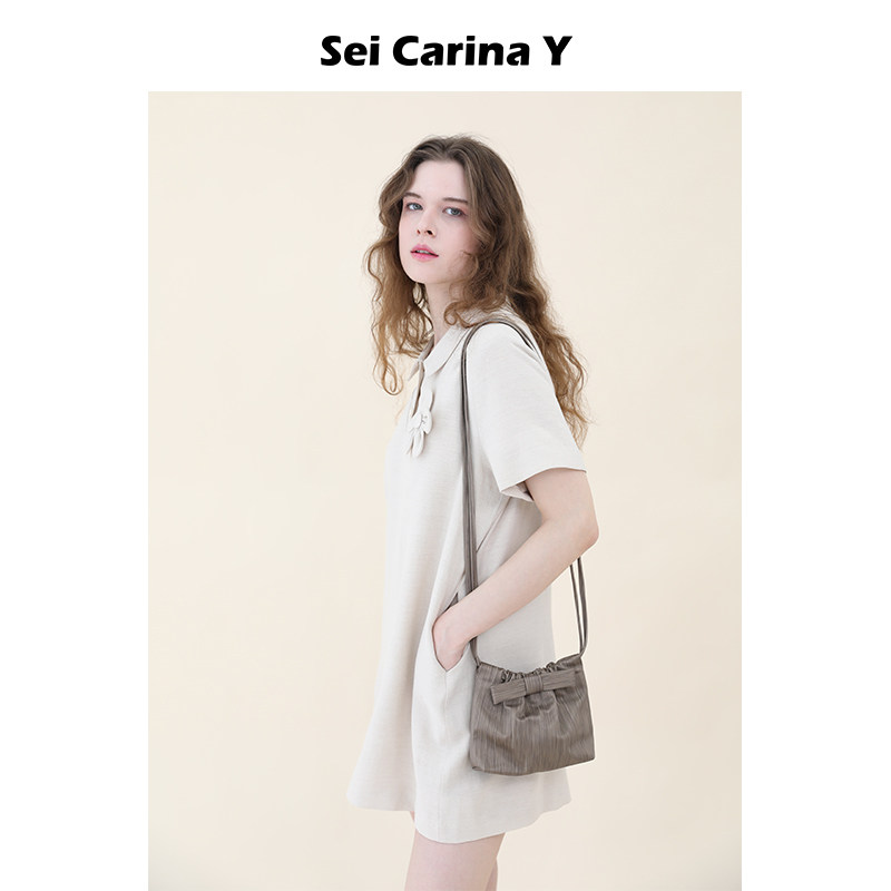 Sei Carina Y树纹皮质小号斜挎包女休闲森女系百搭包包小众设计