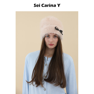 7折 饰毛线帽女时尚 Sei Y毛茸蝴蝶结装 保暖可爱风帽子 Carina