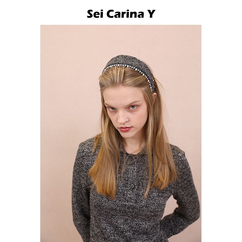 SeiCarinaY珠子花边银丝宽发箍