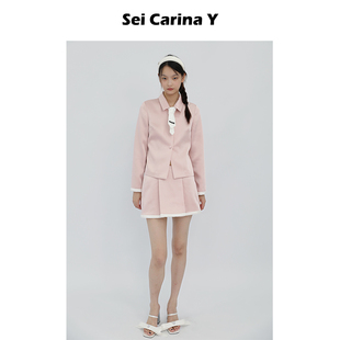 Y亮缎领结套装 Carina 7折 上衣光滑亲肤学院风上衣短裙女 Sei
