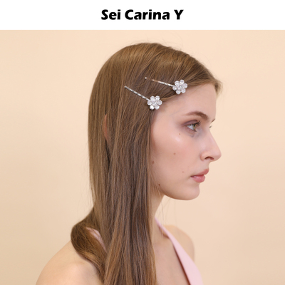 Sei Carina Y圆钻花型边夹一字夹刘海夹侧边夹精致百搭发饰女夹子