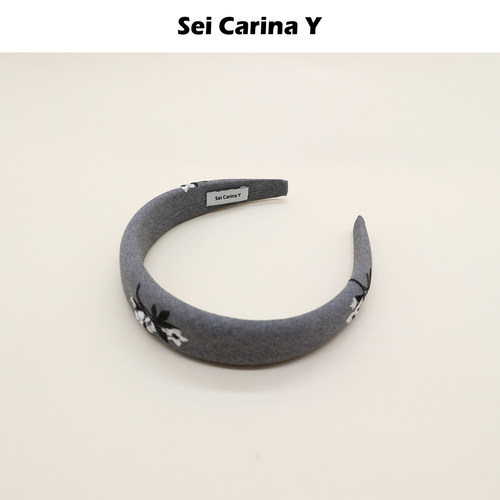 SeiCarinaY花朵刺绣灰色发箍
