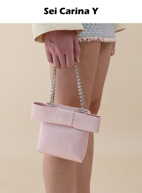 Sei Carina Ysummer princess蝴蝶结公主包缎面加厚款百搭手提包