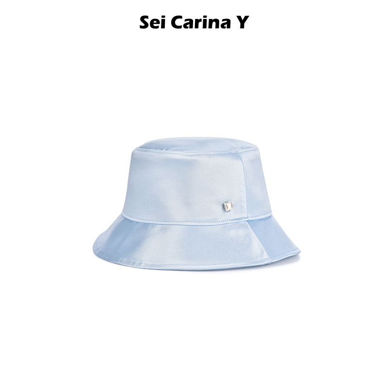 亚克力装饰扣缎感渔夫帽