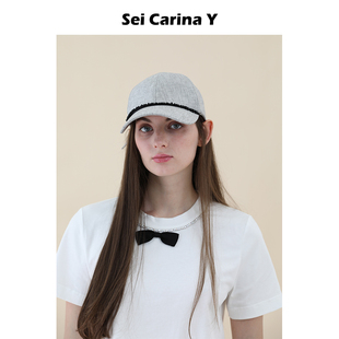 百搭鸭舌帽遮阳防晒时尚 Sei 饰棒球帽女夏新款 Y串珠装 帽子 Carina