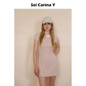Sei 蝴蝶结甜美简约百搭 连衣裙女短裙修身 Carina Y亮闪休闲短袖