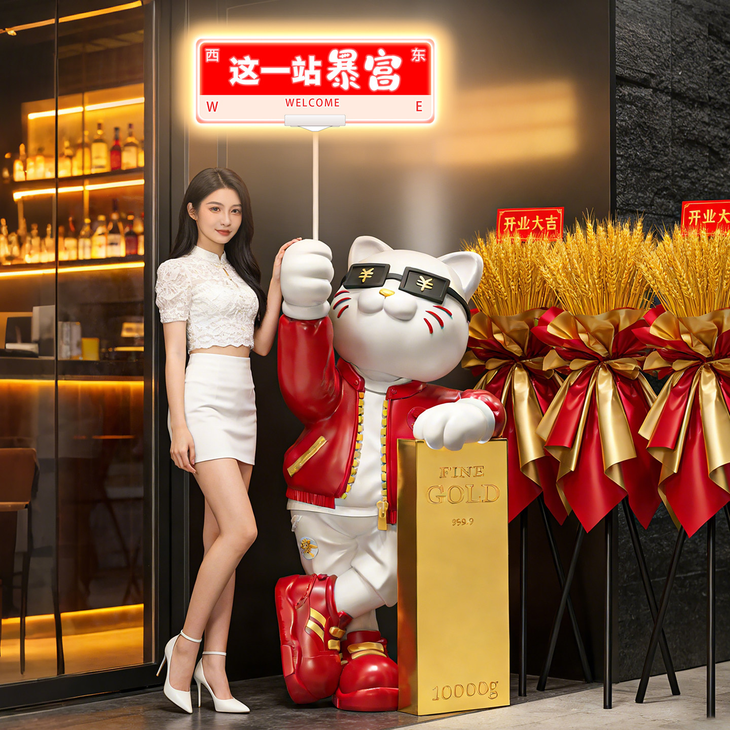 招财猫开业大吉摆件装饰品网红打卡公司店铺落地高档大气新店礼物