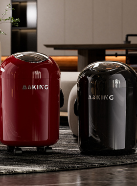 新款简约风翻盖垃圾桶家用客厅静音大容量带轮带盖高颜值形垃圾桶