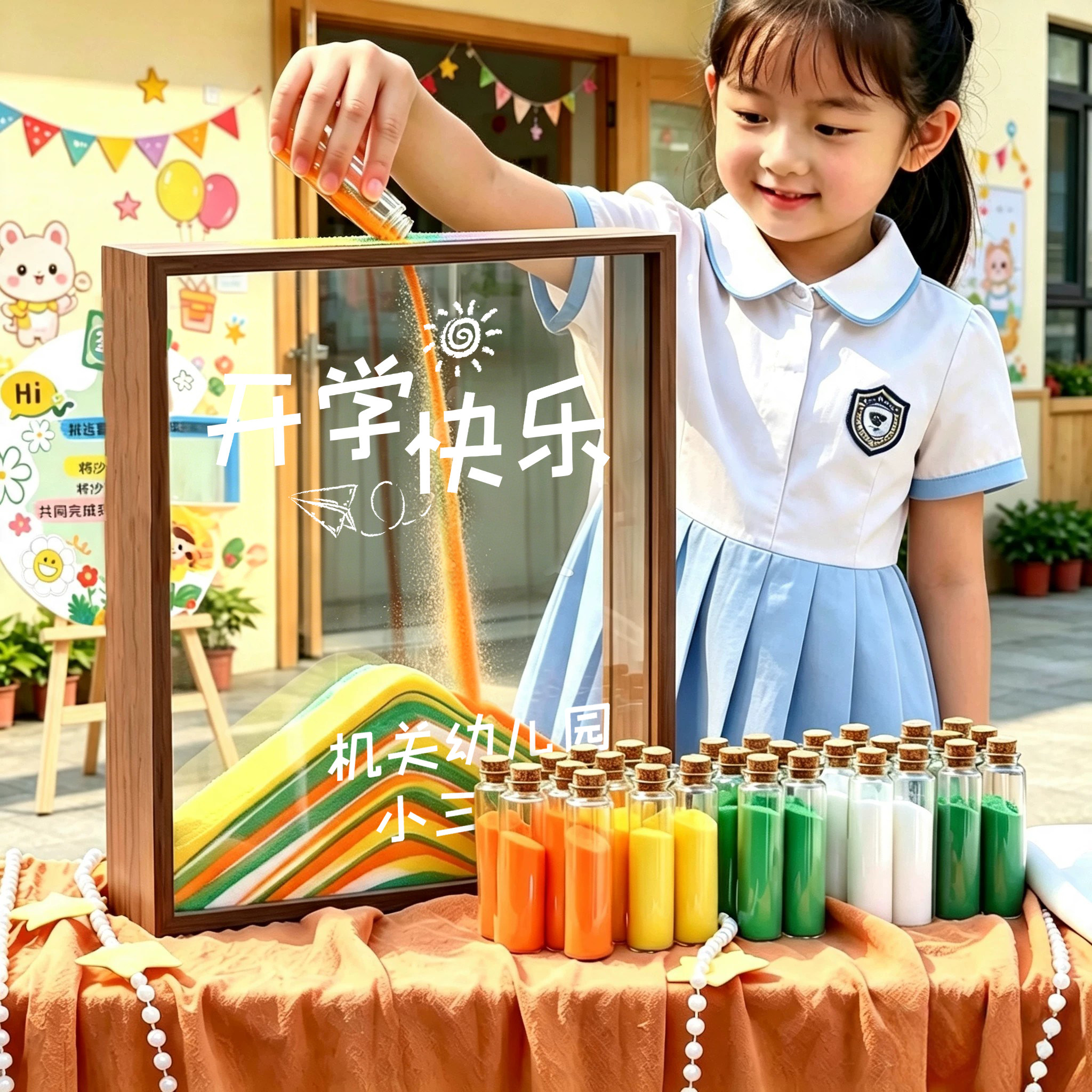 开学仪式感流沙签到台幼儿园新学期典礼创意相框摆件氛围签到摆台