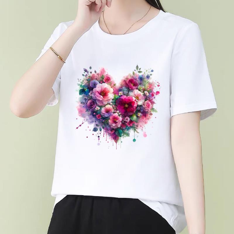 洋气韩版女圆领通勤INS印花上衣爆款休闲运动个性打底衫短袖T恤