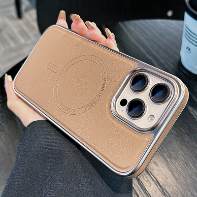 适用苹果16promax手机壳新款iPhone15磁吸magsafe高级感皮纹14简约15plus超薄13全包防摔promax保护套男女款