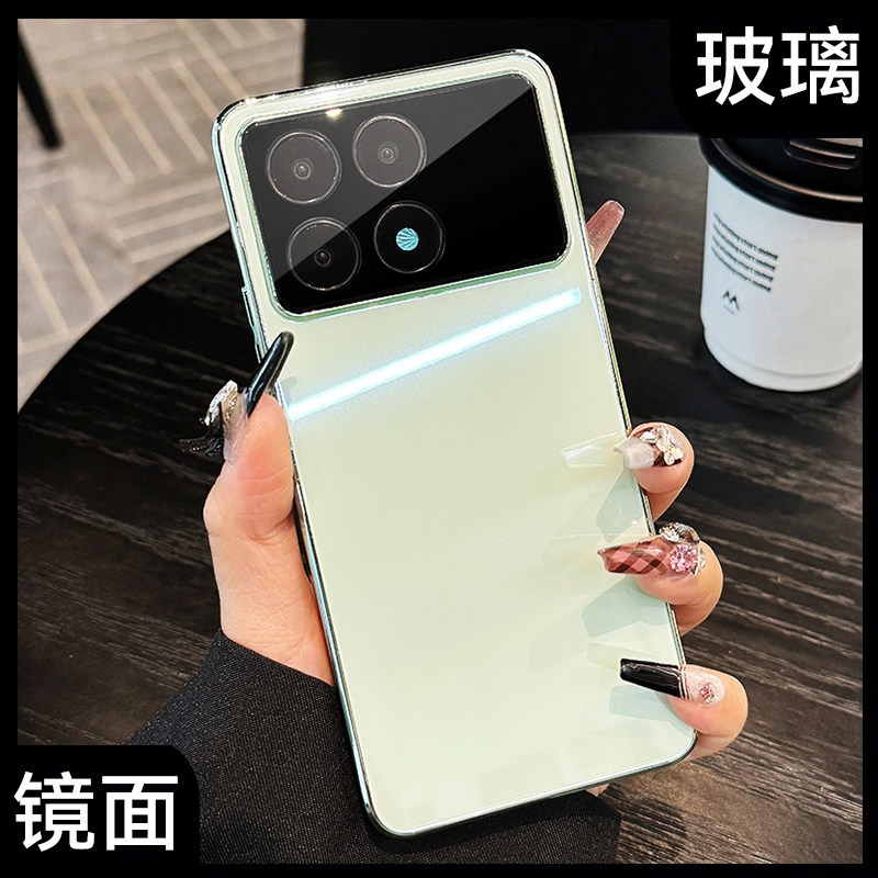 适用红米k70pro手机壳新款镜面玻璃k60镜头全包散热redmi超薄电镀男女款k70简约潮牌小米情侣pro高级防摔外壳